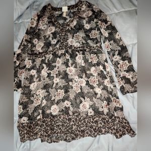 Sheer floral shirt/dress - XL